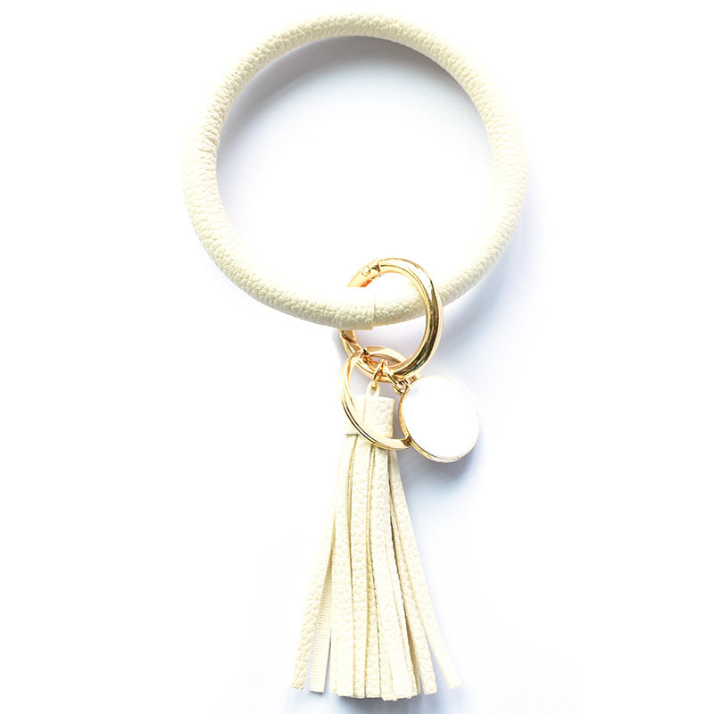 WholesalePU Leather Tassel Bracelet Keychain